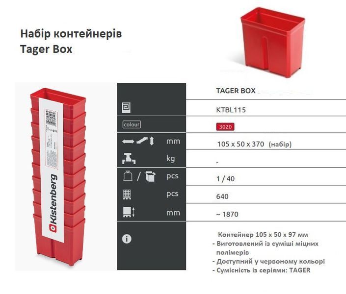 Набір контейнерів для майстерні 10шт Tiger Box, Kistenberg KTBL115 621 фото