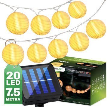 Декоративна сонячна гірлянда Lumiled Risa &mdash; 20 LED-ліхтариків, довжина 7,59 м, тепле біле світло 3000 K, IP44, вбудований датчик сутінків LUMSOL0090 фото
