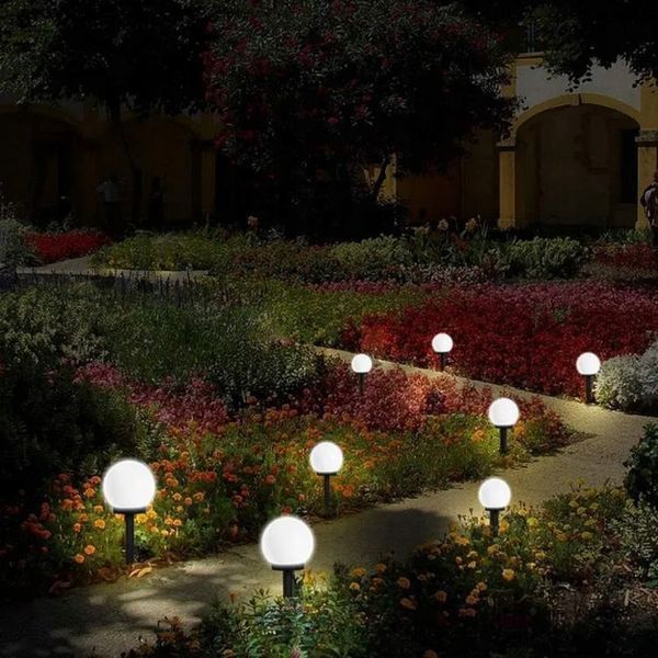 Набір білих садових LED‑куль 10 см на сонячній батареї 6 шт &mdash; Lumiled Atris, холодне світло 6500 K, IP44 LUMSOL1010 фото