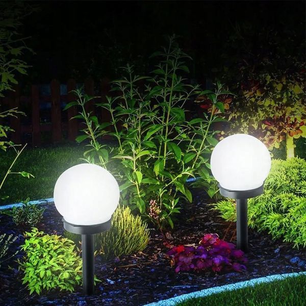 Набір білих садових LED‑куль 10 см на сонячній батареї 6 шт &mdash; Lumiled Atris, холодне світло 6500 K, IP44 LUMSOL1010 фото