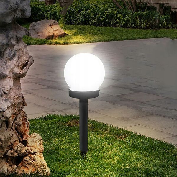 Набір білих садових LED‑куль 10 см на сонячній батареї 6 шт &mdash; Lumiled Atris, холодне світло 6500 K, IP44 LUMSOL1010 фото