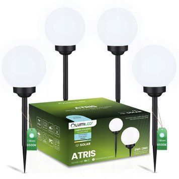 Набір садових LED‑куль 15 см на сонячній батареї 4 шт &mdash; Lumiled Atris, холодне світло 6500 K, IP44 LUMSOL1015 фото