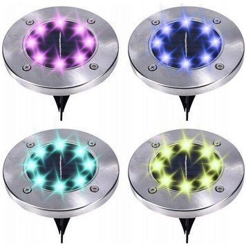 Лампа сонячна садова RGB вулична в землю вбивний диск LED світильник SuperLED, 4шт 5272К фото