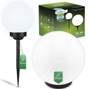 Садова LED‑куля 25 см на сонячній батареї &mdash; Lumiled Atris, холодне світло 6500 K, IP44 LUMSOL1022 фото