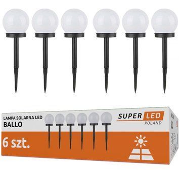 Світильник садовий на сонячній батареї, LED куля 10 см, SuperLED, 6шт 5210 фото