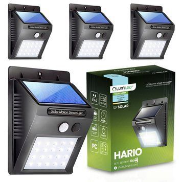 Набір із 4 настінних світильників Lumiled серії HARIO &mdash; автономні, холодне світло 6500 K, датчики руху + темряви LUMSOL3045A.4 фото