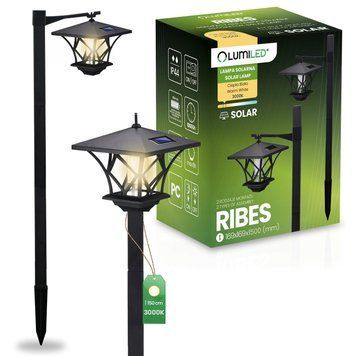 Високий декоративний сонячний ретро-ліхтар Lumiled серії Ribes &mdash; садовий LED-світильник 150 см з фотодатчиком, тепле світло 3000 K, IP44 LUMSOL1035 фото