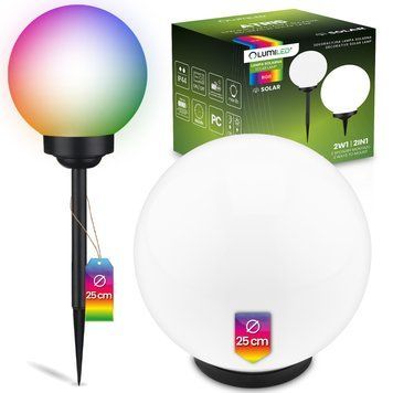 Садова декоративна RGB куля 25 см Lumiled серії Atris &mdash; LED світильник на сонячній батареї, IP44 LUMSOL1225 фото